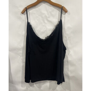 Women 4XL Black CAMISOLE CROP TOP Lace Trim Goth Steampunk Drama Vamp Classic